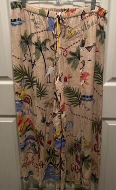 True Destinations Resort Wear Flare Pants W/Slit In Front Beach Coverup sz XL